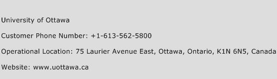 University of Ottawa Phone Number Customer Service