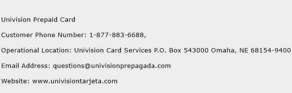 Univision Prepaid Card Phone Number Customer Service