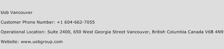 Uob Vancouver Phone Number Customer Service