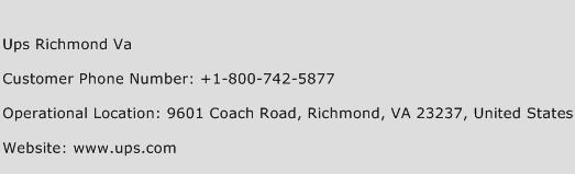 Ups Richmond Va Phone Number Customer Service