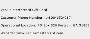 Vanilla Mastercard Gift Card Phone Number Customer Service
