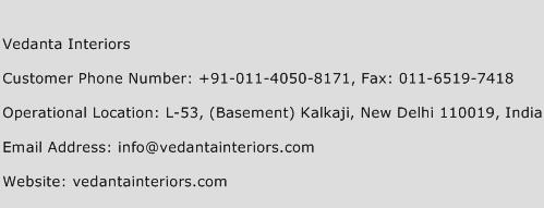 Vedanta Interiors Phone Number Customer Service