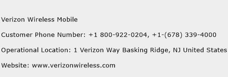 Verizon Wireless Mobile Phone Number Customer Service