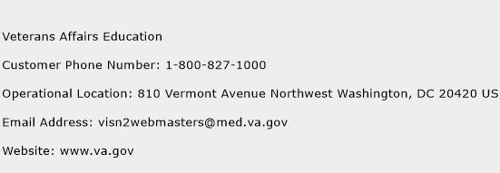 Veterans Affairs Education Phone Number Customer Service