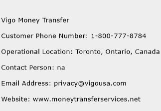 Vigo Money Transfer Phone Number Customer Service