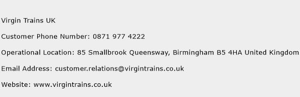 Virgin Trains UK Phone Number Customer Service