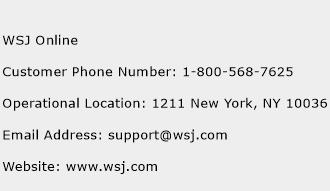 WSJ Online Phone Number Customer Service