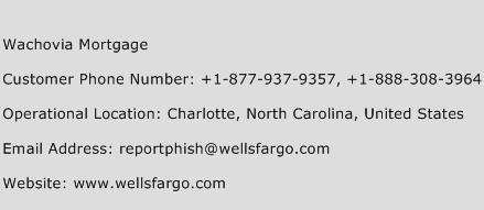 Wachovia Mortgage Phone Number Customer Service