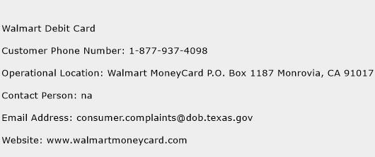 Walmart Debit Card Phone Number Customer Service