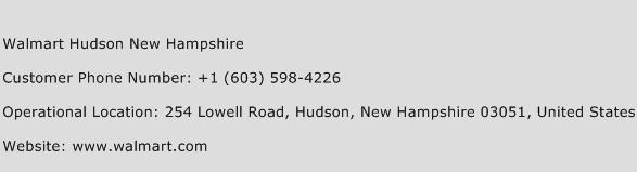 Walmart Hudson New Hampshire Phone Number Customer Service