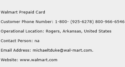 Walmart Prepaid Card Phone Number Customer Service