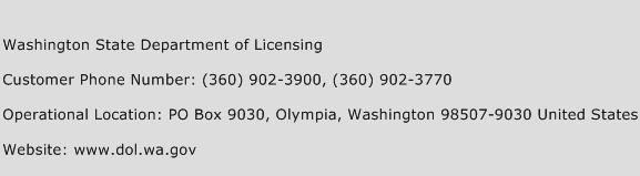 Washington State Department of Licensing Phone Number Customer Service