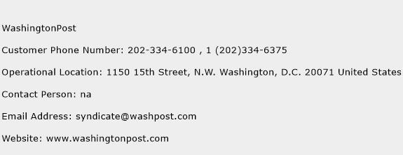 WashingtonPost Phone Number Customer Service