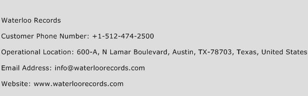 Waterloo Records Phone Number Customer Service