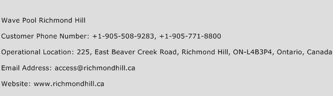 Wave Pool Richmond Hill Phone Number Customer Service