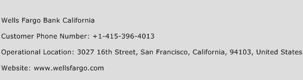 Wells Fargo Bank California Phone Number Customer Service