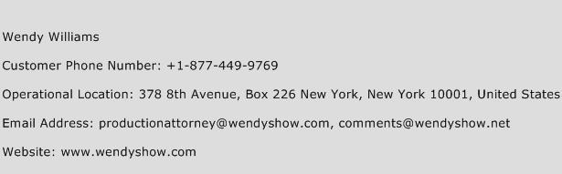 Wendy Williams Phone Number Customer Service