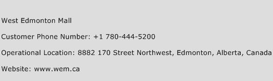 West Edmonton Mall Phone Number Customer Service