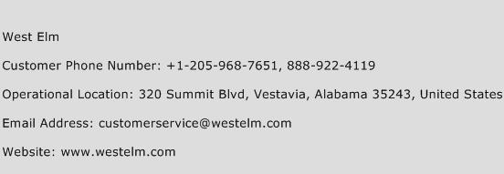 West Elm Customer Service Number 16767 