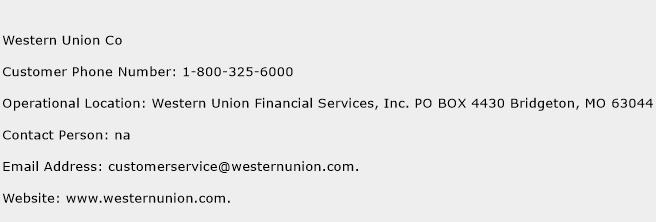 Western Union Co Phone Number Customer Service