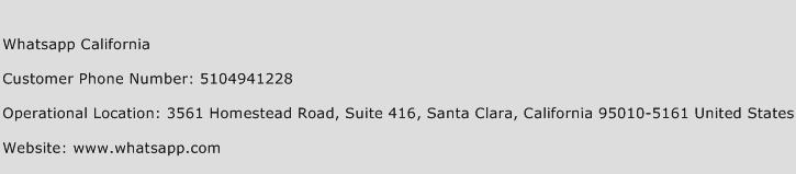 WhatsApp California Phone Number Customer Service