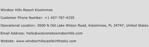 Windsor Hills Resort Kissimmee Phone Number Customer Service