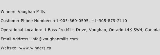 Winners Vaughan Mills Phone Number Customer Service