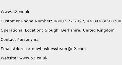 Www.o2.co.uk Phone Number Customer Service