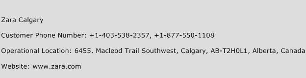 Zara Calgary Phone Number Customer Service