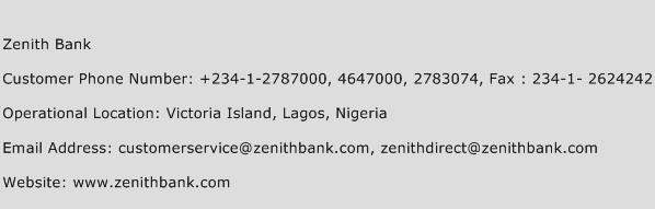 Zenith Bank Phone Number Customer Service