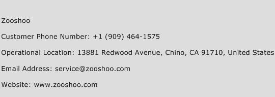 Zooshoo Phone Number Customer Service