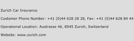 Zurich Car Insurance Phone Number Customer Service