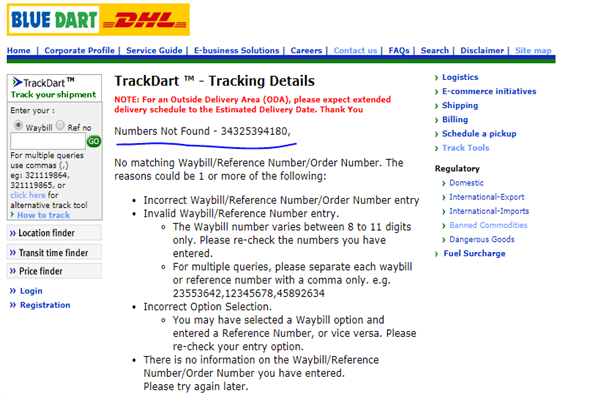 Blue Dart Customer Care Number